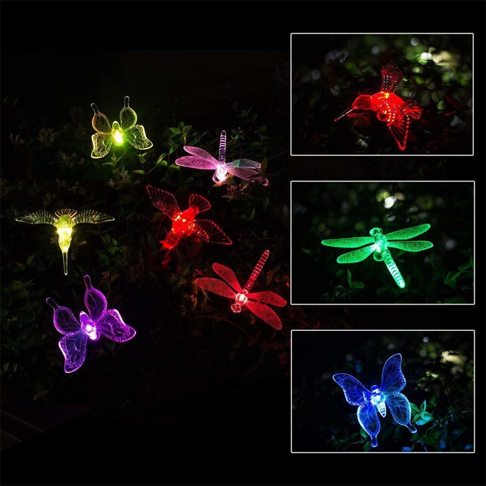 Solar Power LED Garden Light 4 Butterflies Lights on 73 cm High Stake 