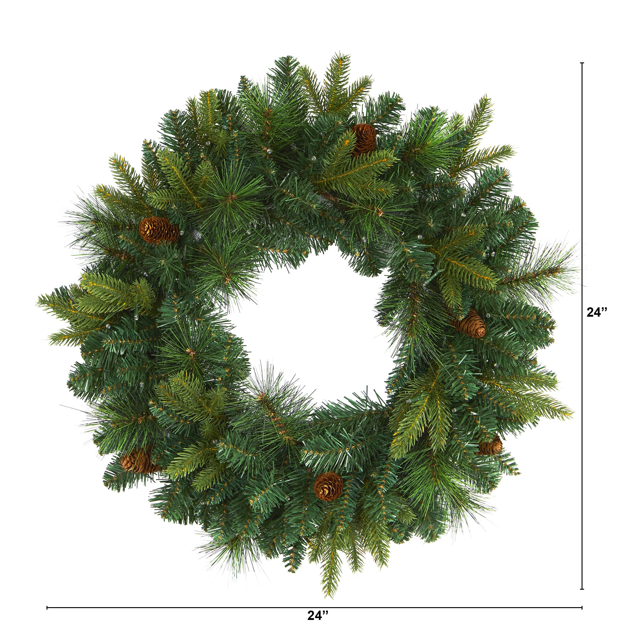 24 inch Clear Lights Northlight Pre Lit LED Canadian Pine Artificial Christmas Wreath 