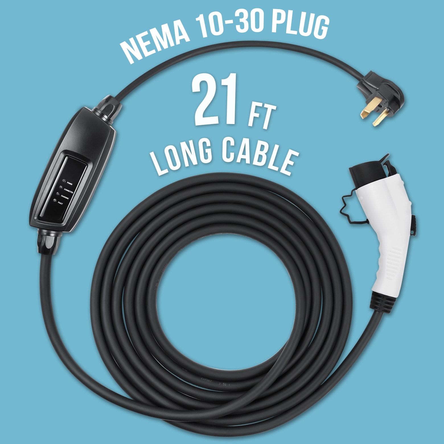 Lectron NEMA 10-30 Plug J1772 Cable EV Charger Level 2 16-Amp Freestanding Single Electric Car Charger