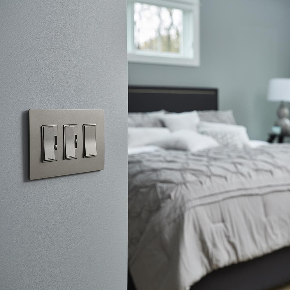 Legrand Radiant 3-Gang Midsize Screwless Decorator Wall Plate, Nickel ...