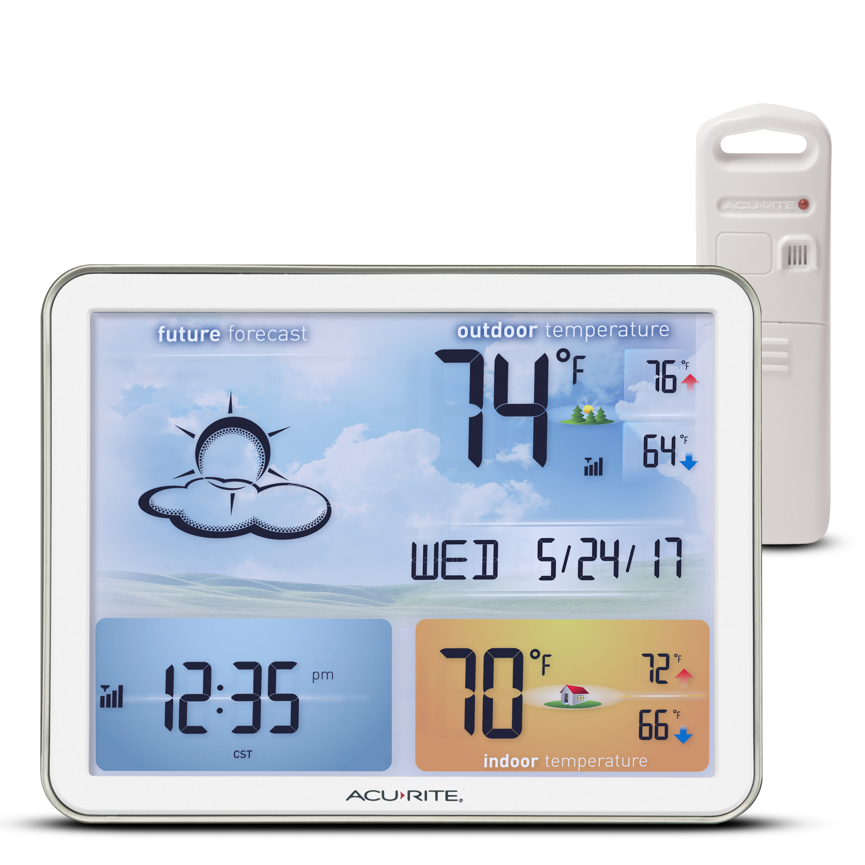 Atomic Clock Wireless Outdoor Sensor NEW AcuRite Weather Station Color Display 