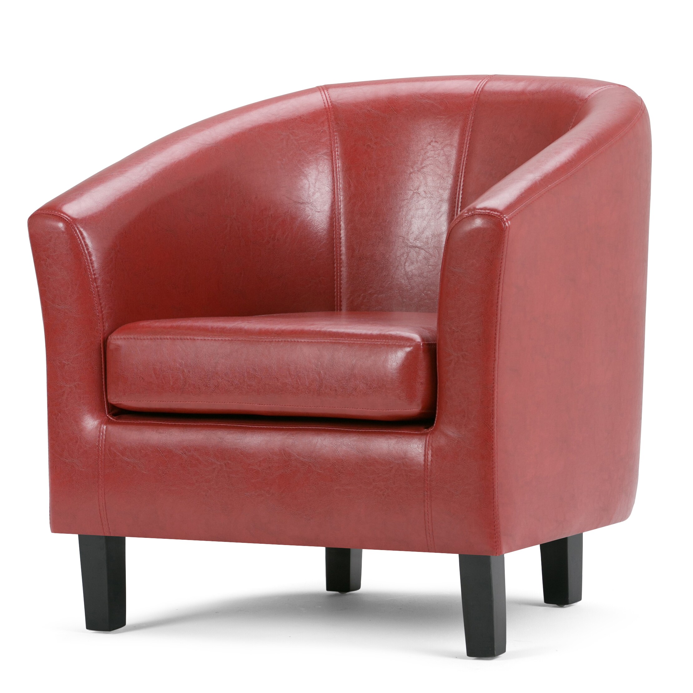 red faux leather chair