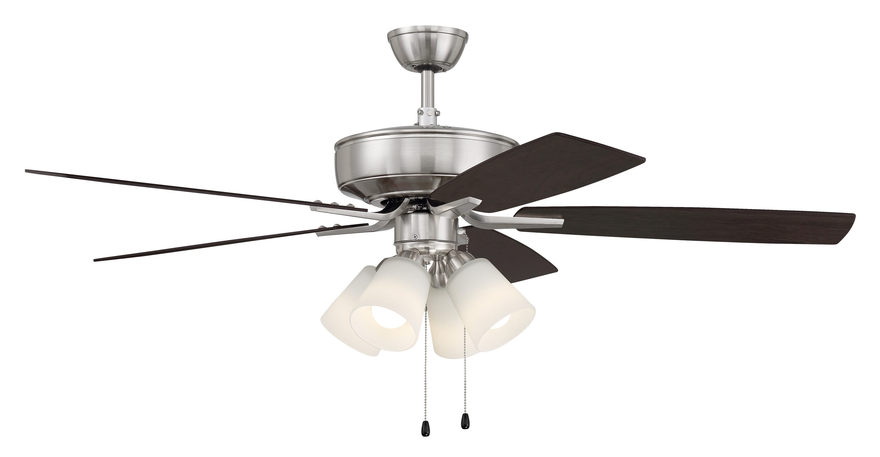 52-in Brushed Nickel Downrod or Close Mount Ceiling Fan with Light Kit New
