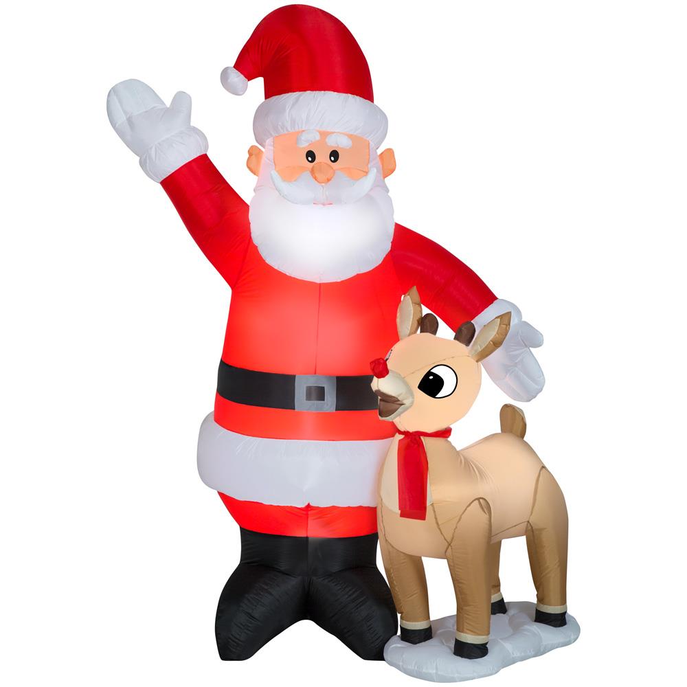 42 Inflatable Airblown Standing Rudolph in Santa Outfit