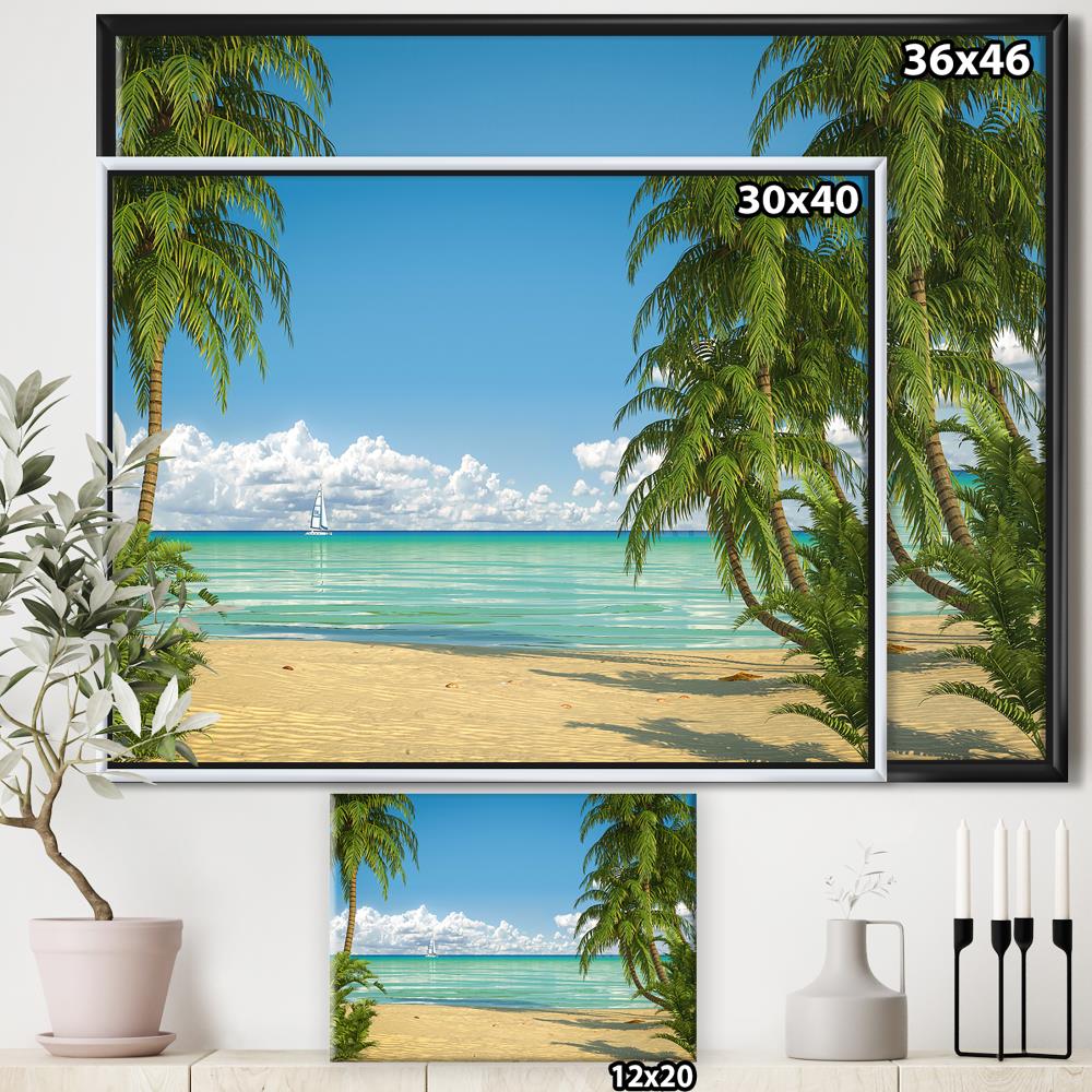 in x 68 in Designart TAP10825-80-68  Beautiful Palms at The Caribbean Beach Seascape Blanket Décor Art for Home and Office Wall Tapestry x Large 80 in