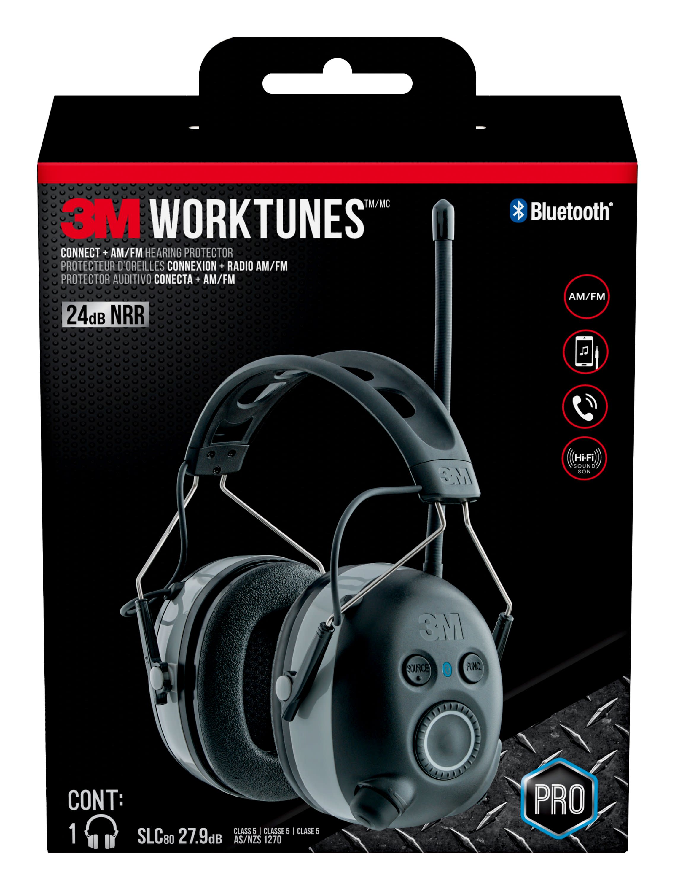 3M WorkTunes Wireless Hearing Protector Bluetooth Technology Earmuff Hard Case
