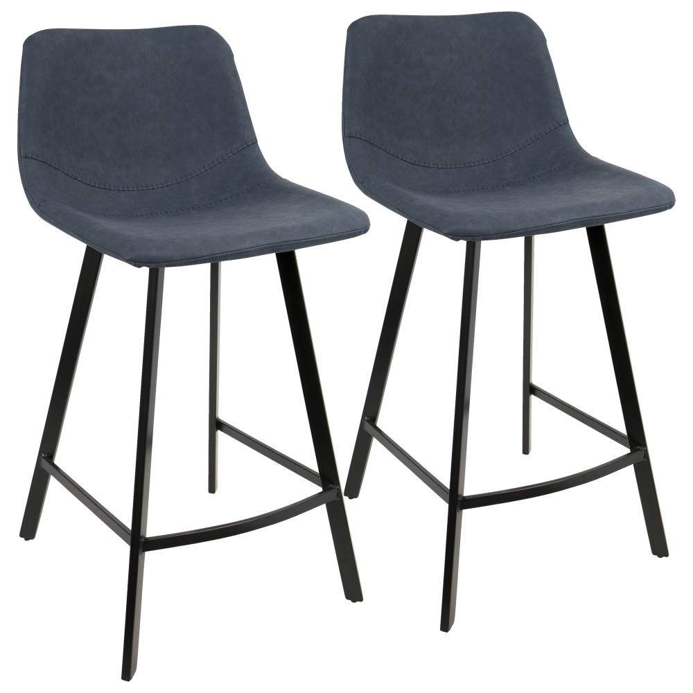 blue leather counter height stools