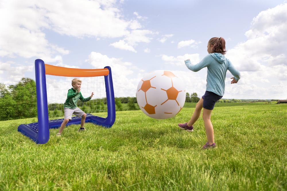 Alapaste Giant Inflatable Soccer Net Portable Inflatable PVC Football Goal Door Practice Games Kits with Ball for Kids 
