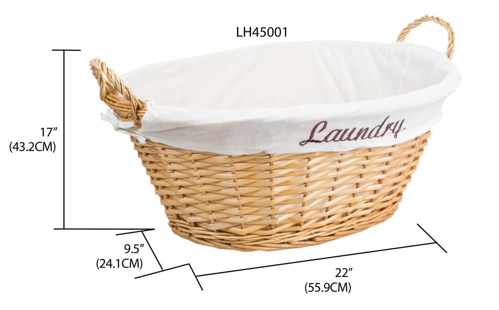 White HOME BASICS Wicker Laundry Basket
