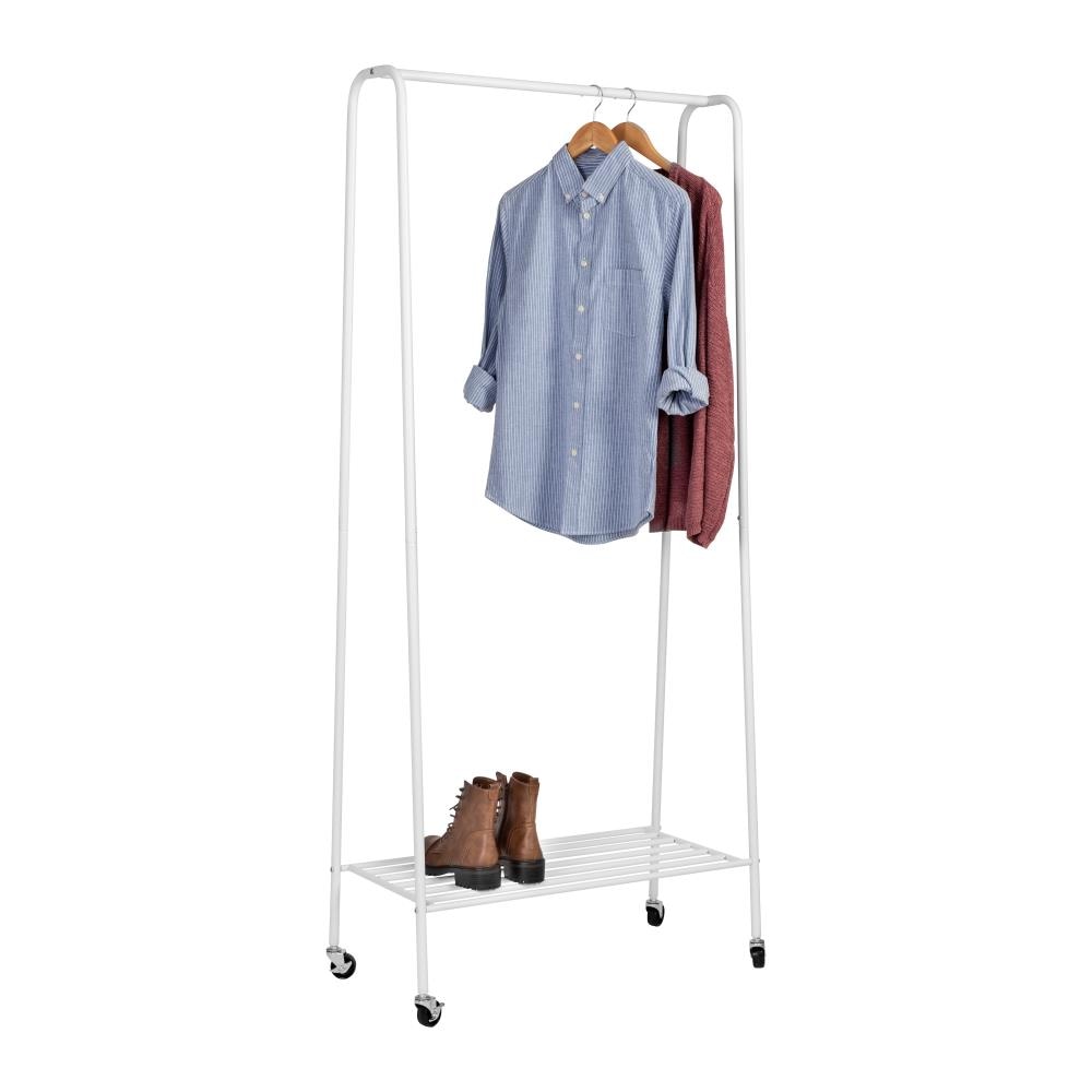 Rolling Garment Clothes Rail Steel Storage Hanging Display Stand w/ Shoes Rack 