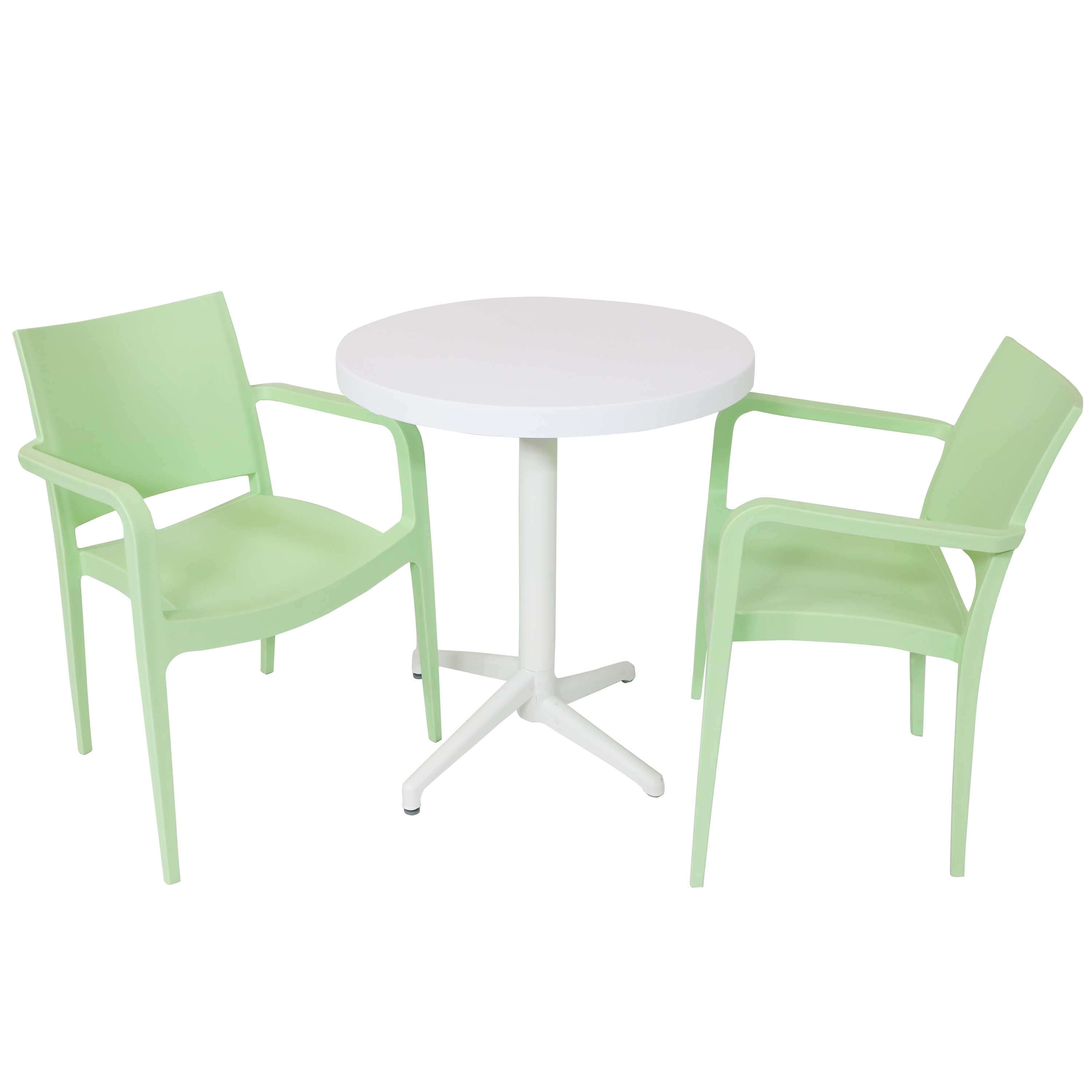 green plastic patio table and chairs