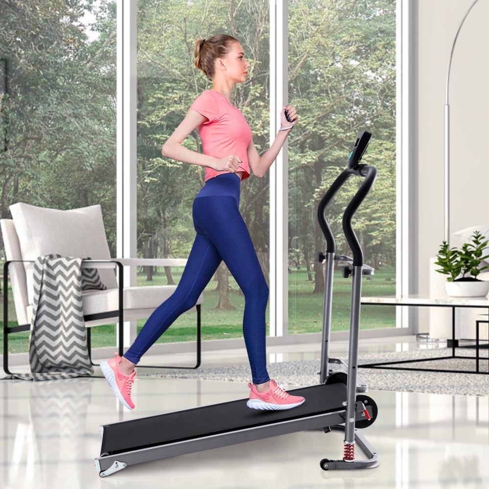 Folding Manual Treadmill Working Machine Fitness Exercise Compact Treadmill 