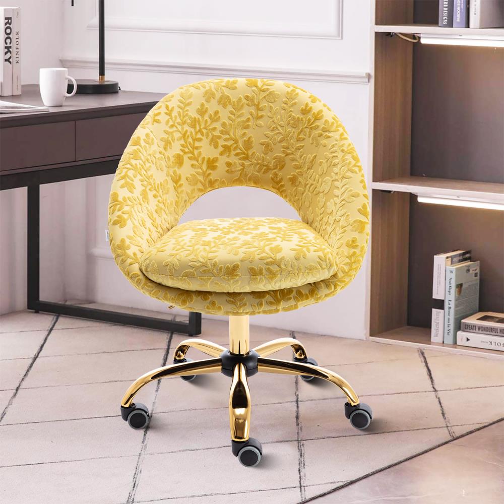 yellow fuzzy chair