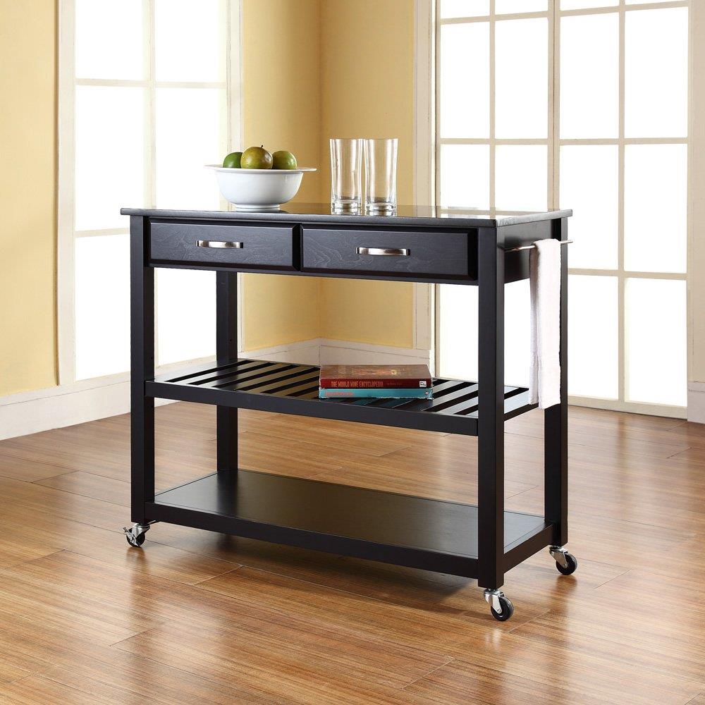 Crosley Furniture Black Composite Base With Granite Top Kitchen Cart 18 In X 43 In X 35 In In The Kitchen Islands Carts Department At Lowes Com