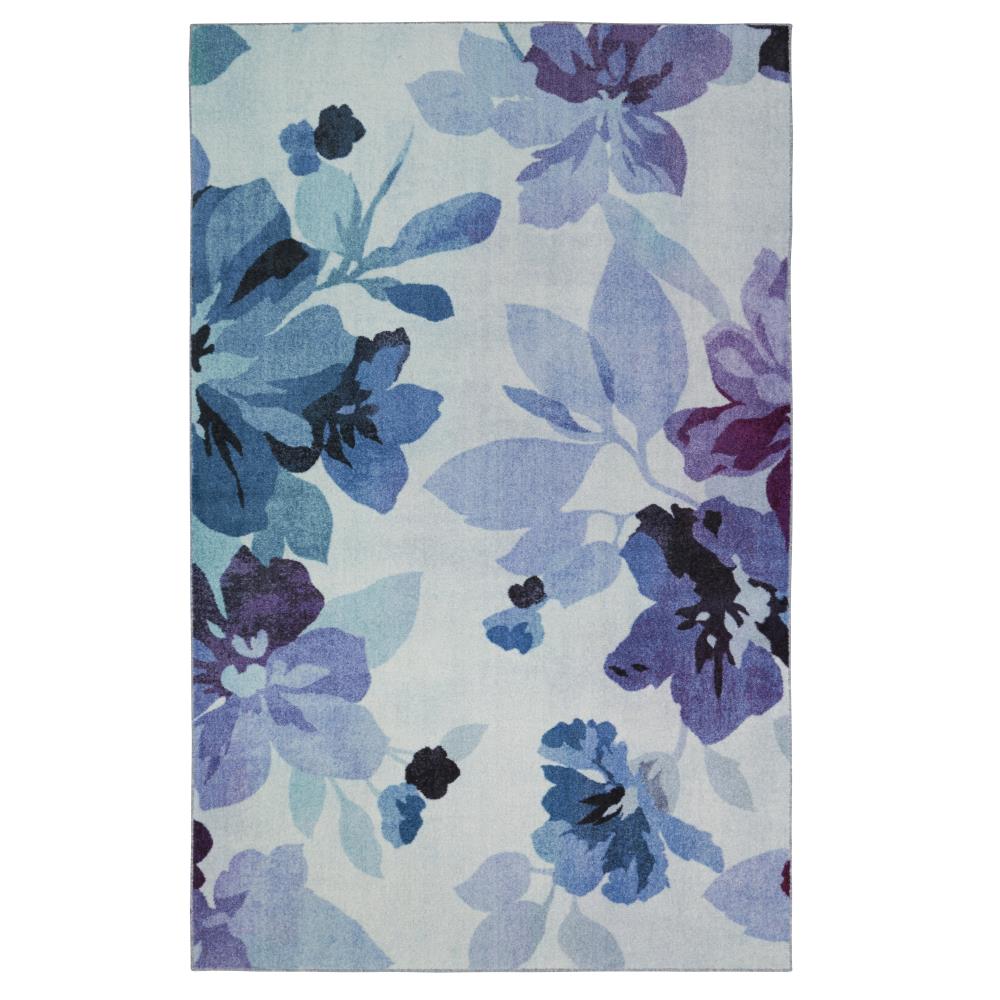 Tropical Floral Purple and White Area Rug 