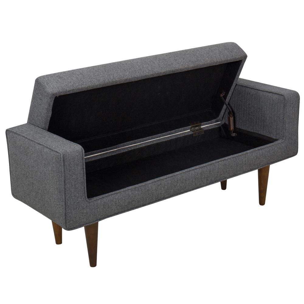 Benzara Modern Gray Accent Bench With Storage 48-in X 17-in X 21-in In ...