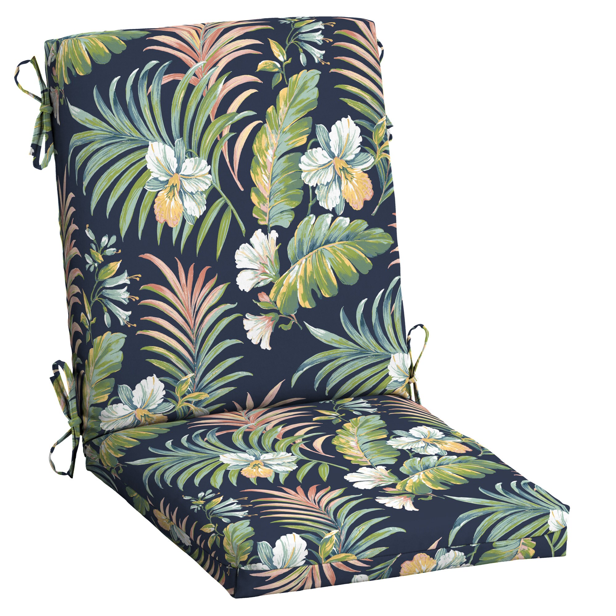 Outdoor Tufted Chair Cushions Blue Nautical Tropical Choose Size Set of 4 In 