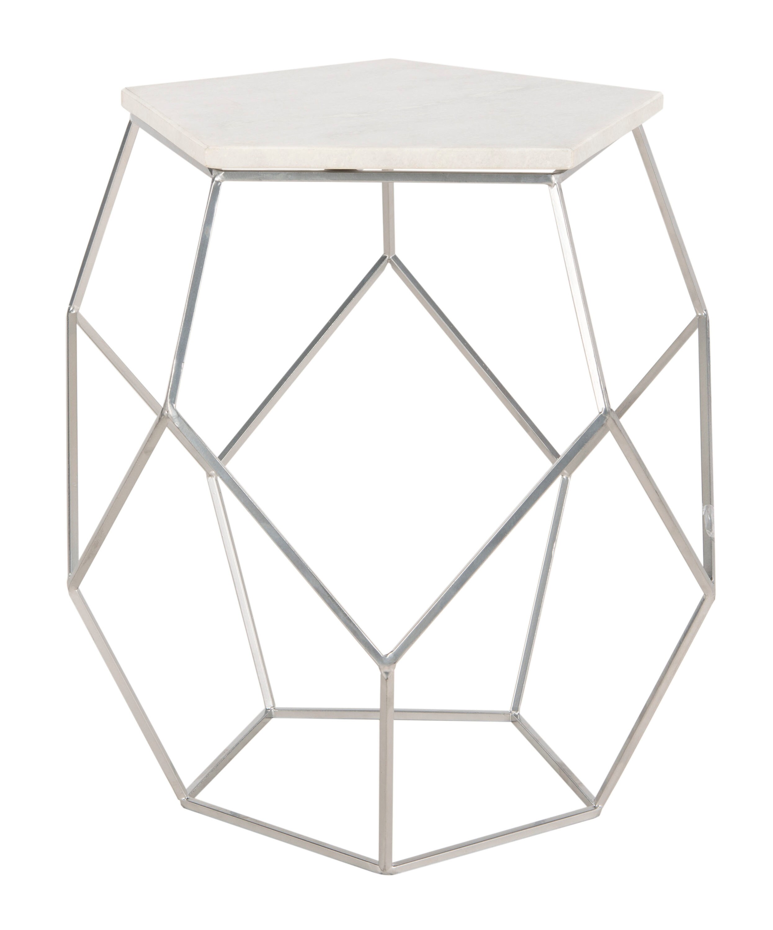 white geometric end table