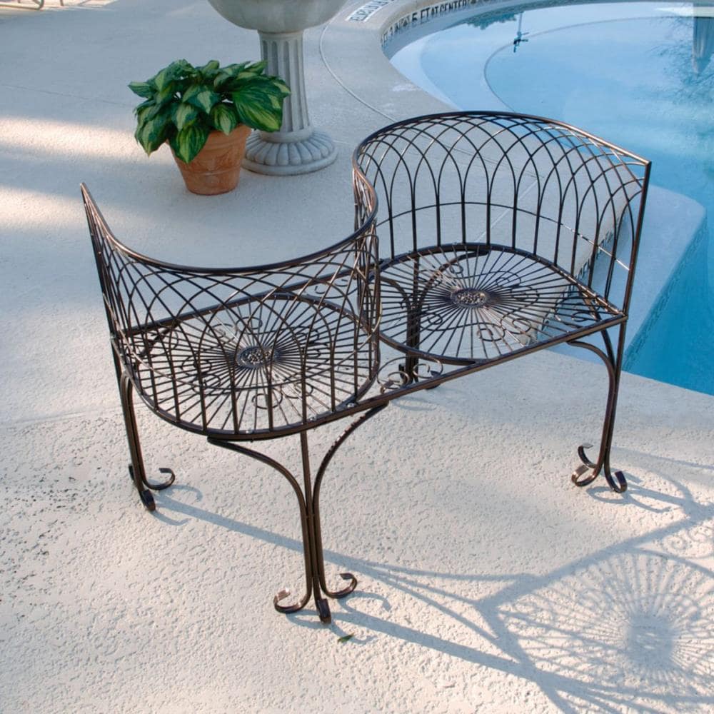 August Grove Gines Curved Steel Tete-a-Tete Bench 