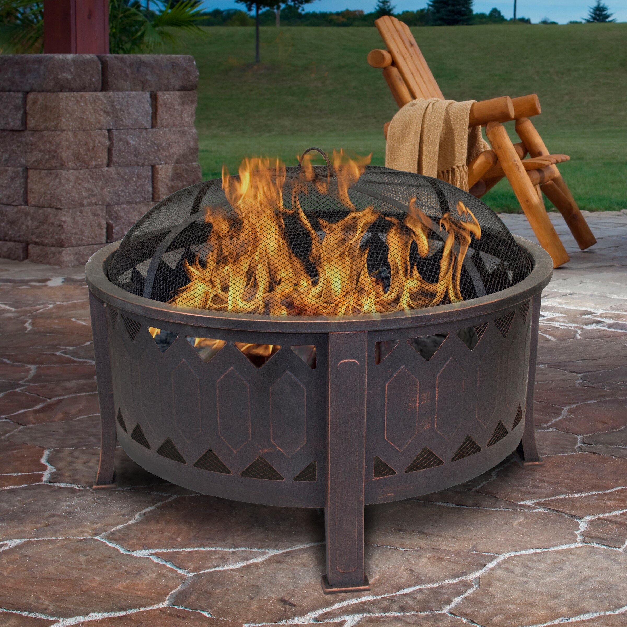 Fire Pit Extra Large in Cast Iron Garden Patio Heater Camping Bowl for Wood 86cm 