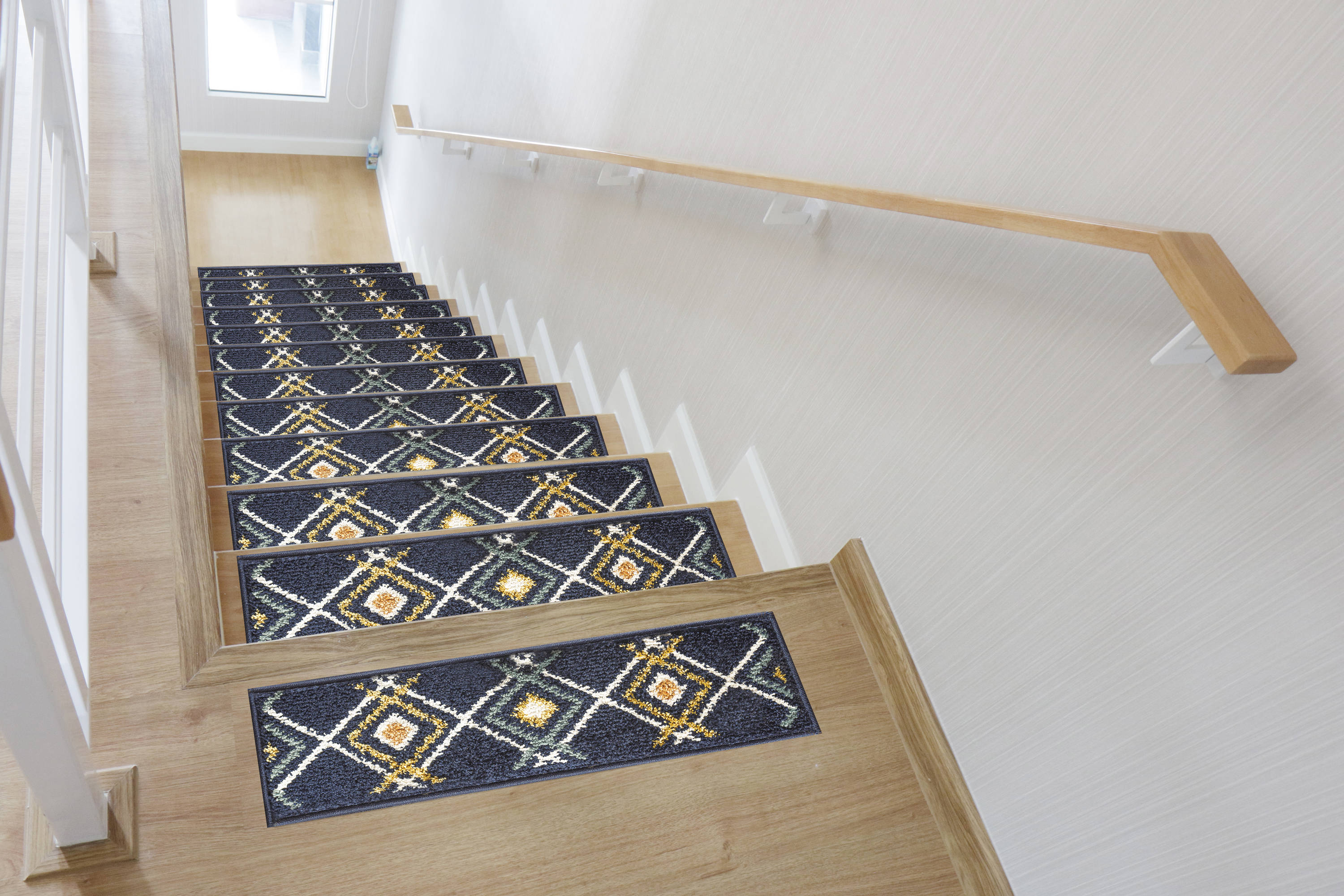 Set 13 Steps Stair Area Rug Treads Carpet Floral Non-slip Staircase Protect BIN 