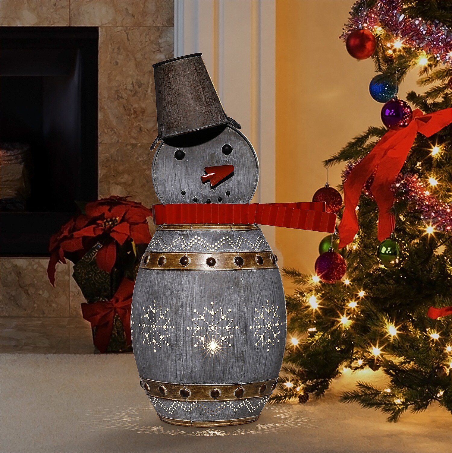 White Glittered Soft Snowmen Christmas Ornaments Mantlepiece Show Window Display 