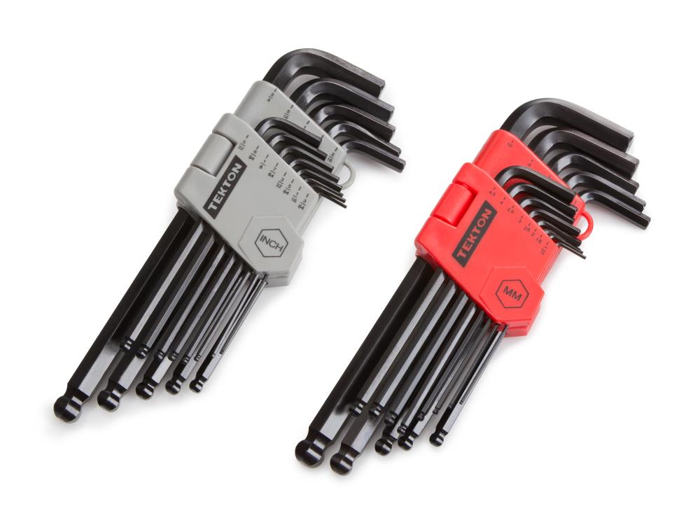 25 Piece Ball End Long Arm Hex Key Allen L Wrench Driver SAE & Metric Set New 