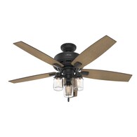 Lincoln 52-in Natural Iron LED Indoor Downrod or Flush Mount Ceiling Fan with Light (5-Blade)