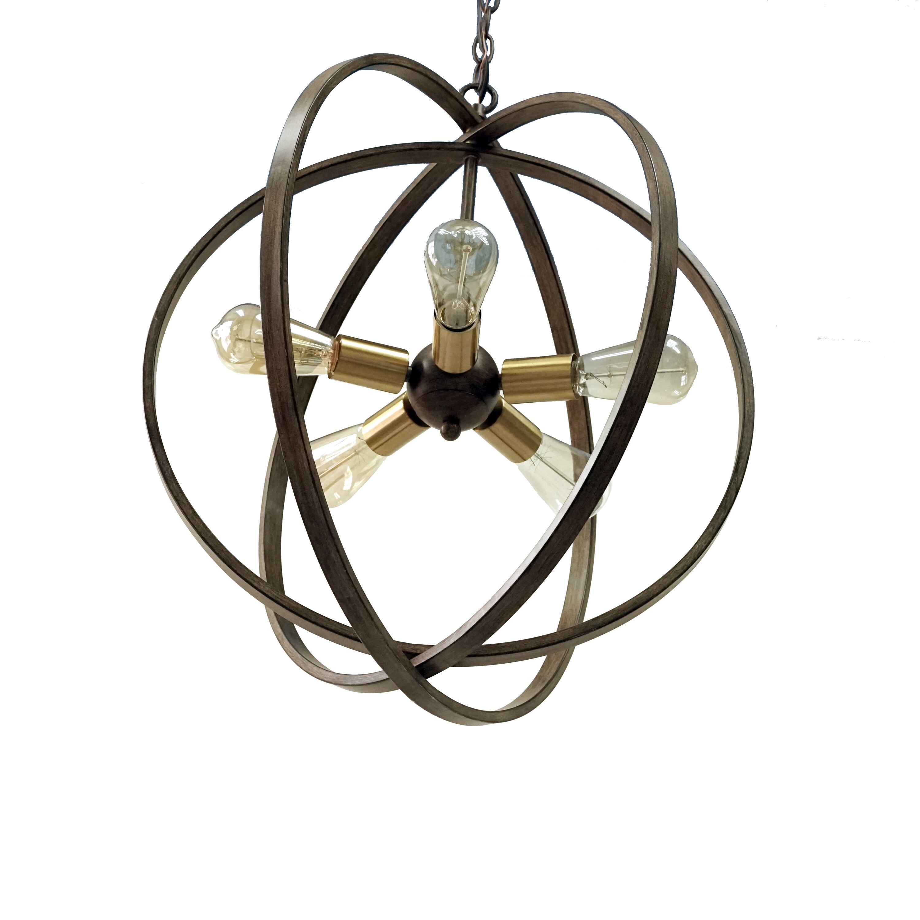 BAYCHEER Industrial Vintage Style Wrought Iron Metal Flush Mount Ceiling Light Lamp with 8 E26 Bulb Sockets in Nickel