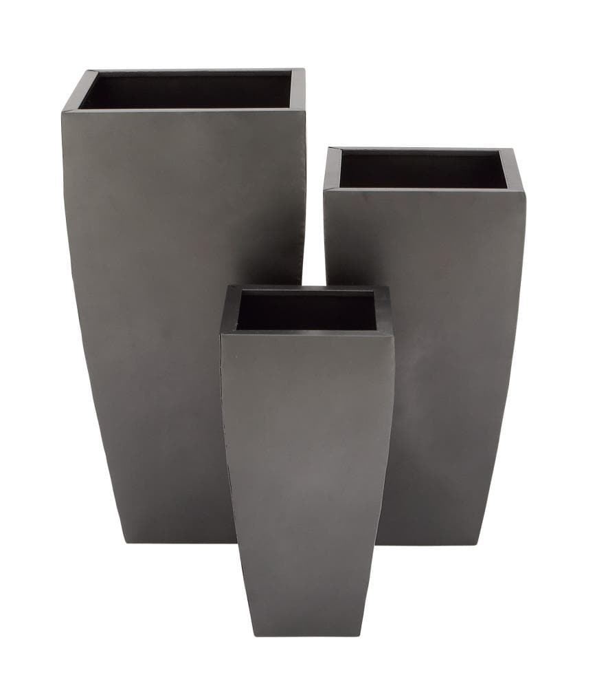 Modern Black Metal Artistic Geometric Planters Outdoor Patio Pots Stand 3 Sizes 
