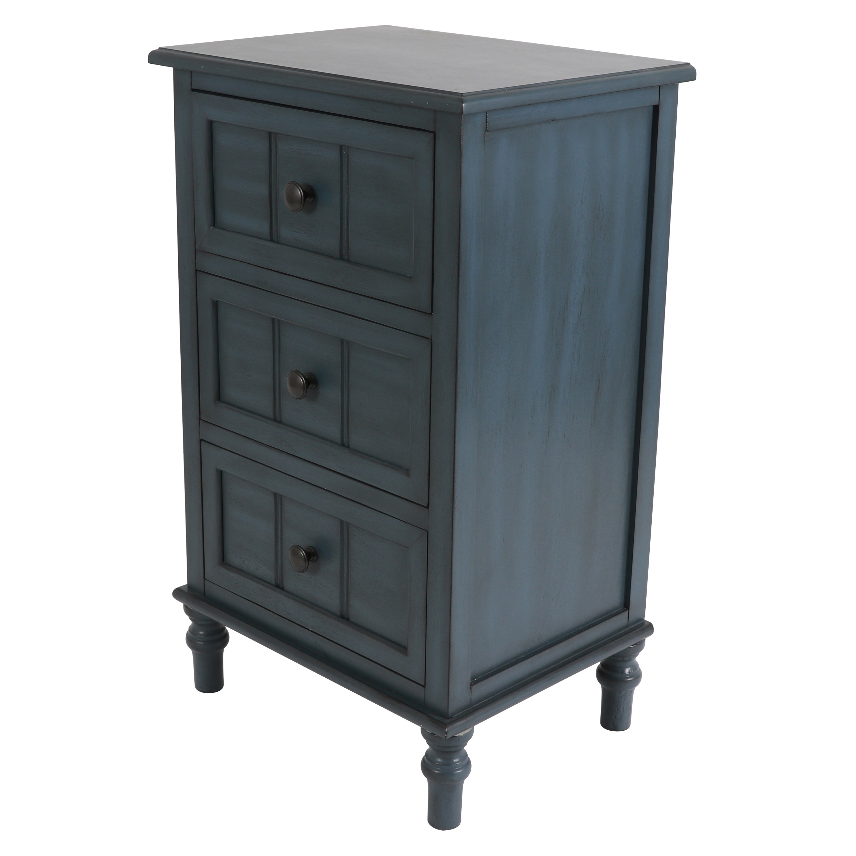 Decor Therapy Simplify Antique Navy Wood End Table with Storage