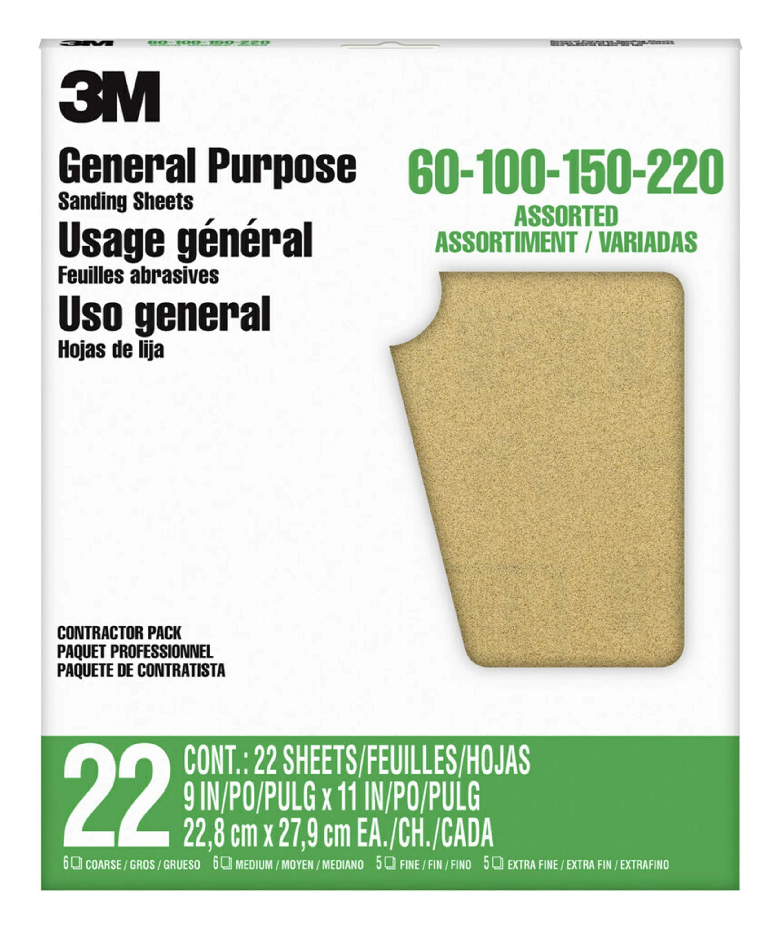 9-Inch by 11-Inch 5-Sheet 3M Wetordry Sandpaper Assorted Grit