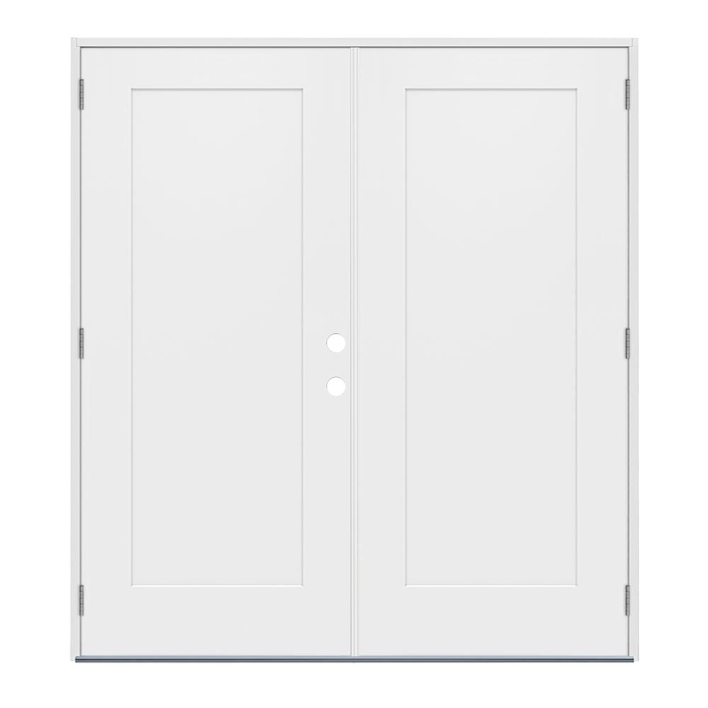 JELD-WEN 72-in x 80-in Steel Right-Hand Outswing Modern White Painted Prehung Double Front Door Insulating Core in the Front Doors department at Lowes.com