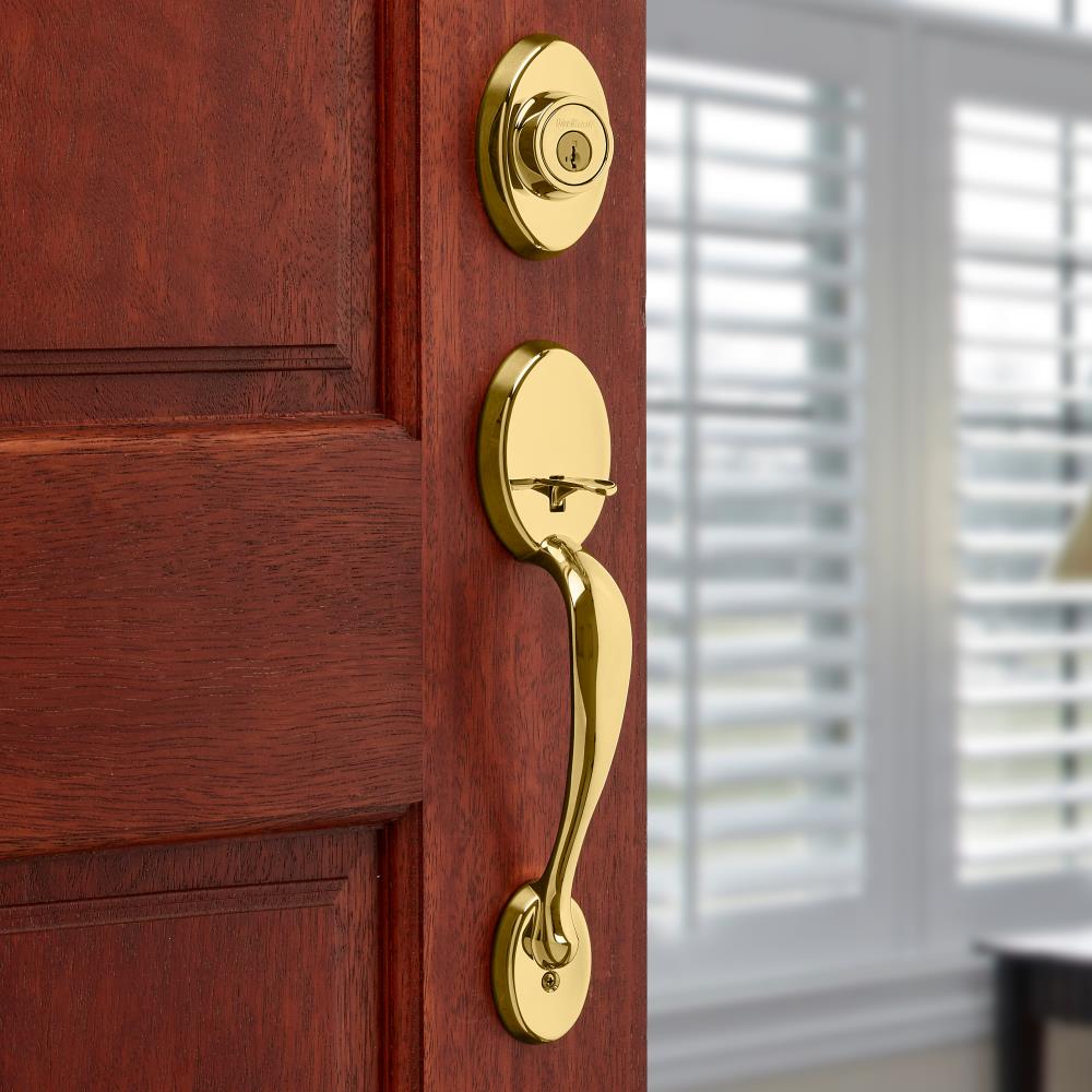 Kwikset Chelsea Single Cylinder Handleset w/Lido Lever featuring SmartKey in Lifetime Polished Brass Kwikset Corporation 98001-126 Kwikset Chelsea Single Cylinder Handleset w/Lido Lever featuring SmartKey in Lifetime Polished Brass Kwikset Corporation 98001-126