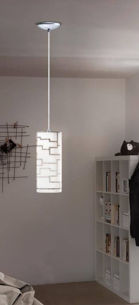 Eglo Bayman Chrome Moderncontemporary White Glass Cylinder Mini Pendant Light In The Pendant 5055