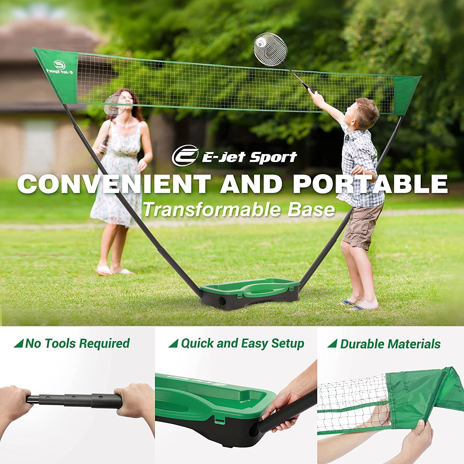 US Recreational Badminton Set for Backyard Brand New 4 Rackets Net Case Outdoors