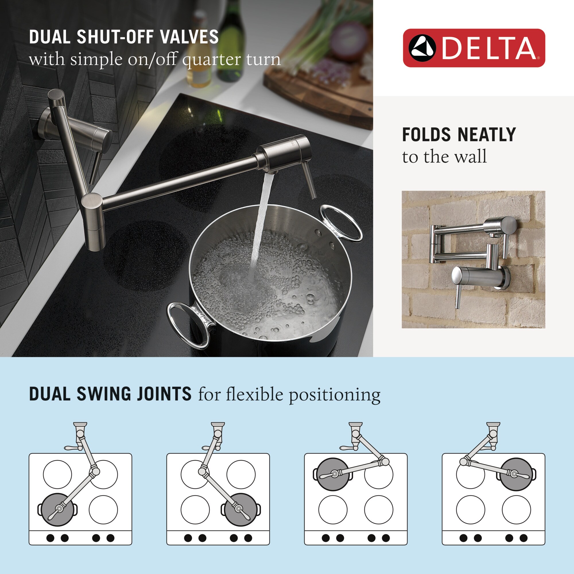 Delta Chrome 2 Handle Wall Mount Pot Filler Kitchen Faucet In The Kitchen Faucets Department At 9059