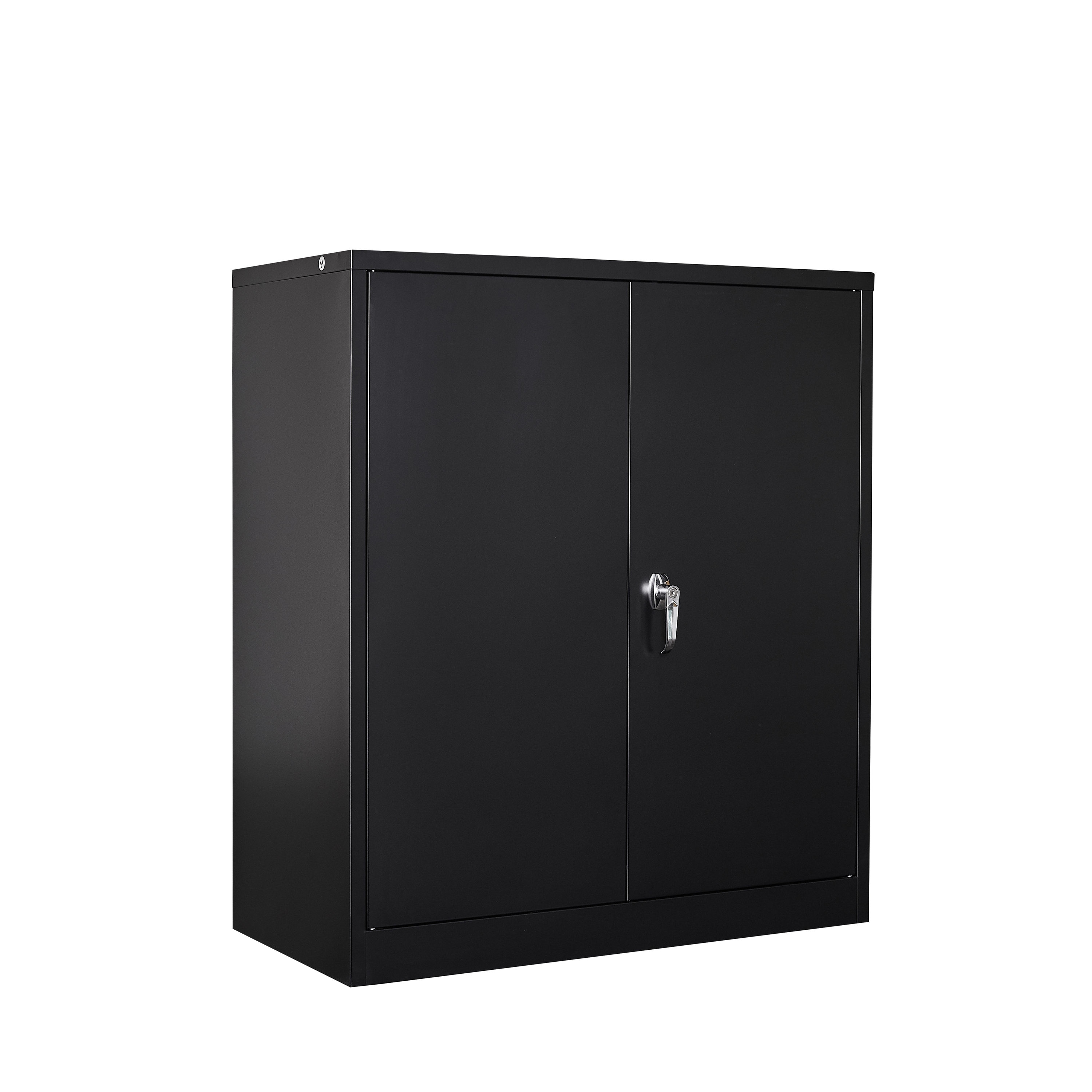 Black Home Office Storage Cupboard 2 Door Locking Bookcase Cabinet Tall unit 