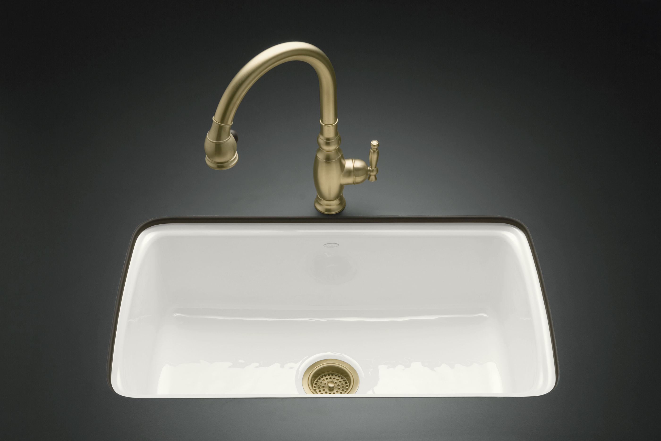 KOHLER Cape Dory Undermount 33-in x 22-in White Single Bowl 5-Hole Cast  Iron Kitchen Sink