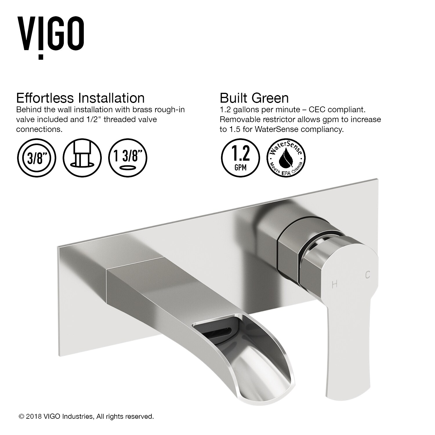 VIGO Cornelius Brushed Nickel 1-handle 4-in centerset WaterSense Waterfall Bathroom Sink Faucet