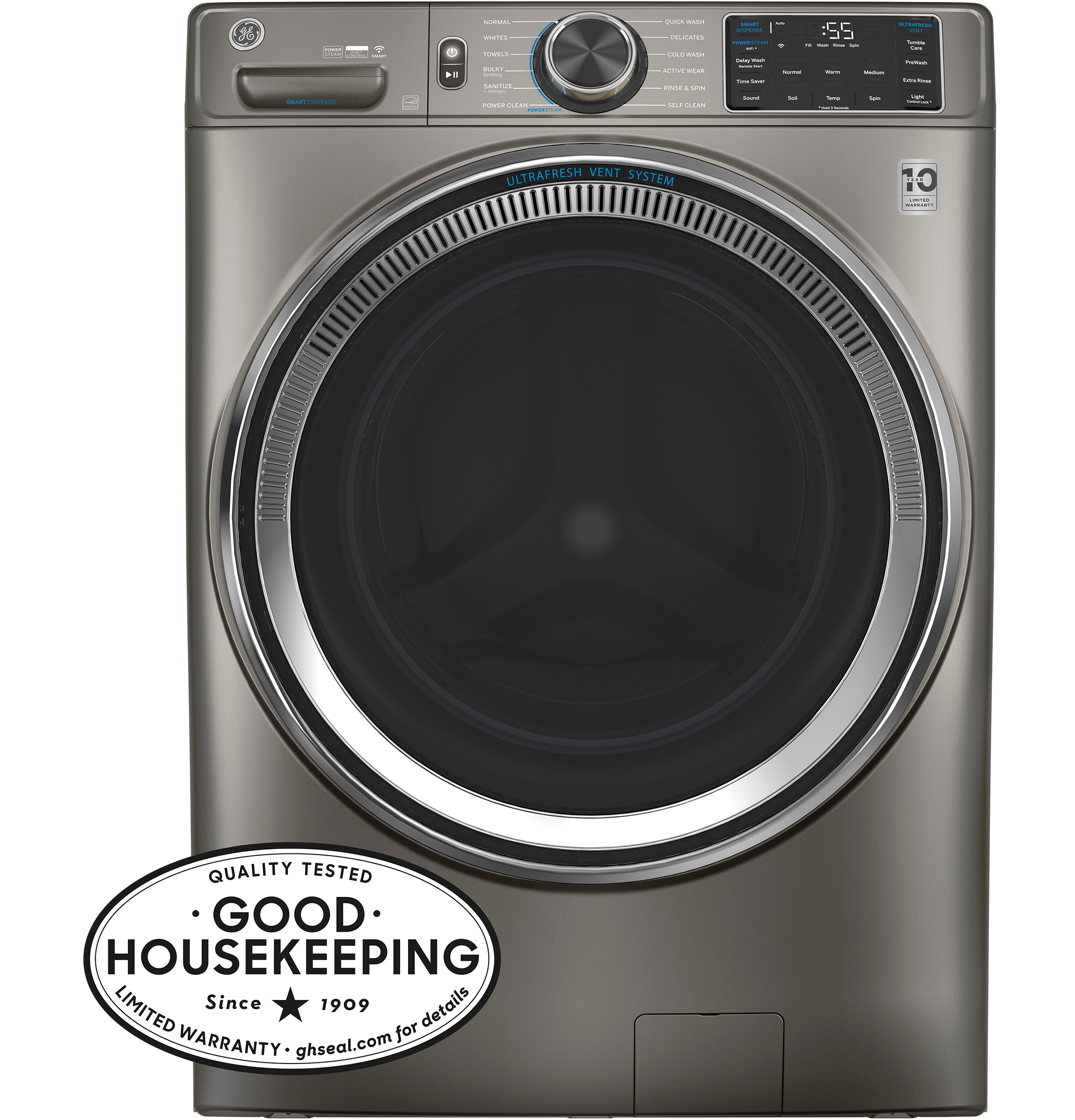 Perth hoop leveren GE UltraFresh Vent System 4.8-cu ft Stackable Steam Cycle Front-Load Washer  (Satin Nickel) ENERGY STAR in the Front-Load Washers department at Lowes.com