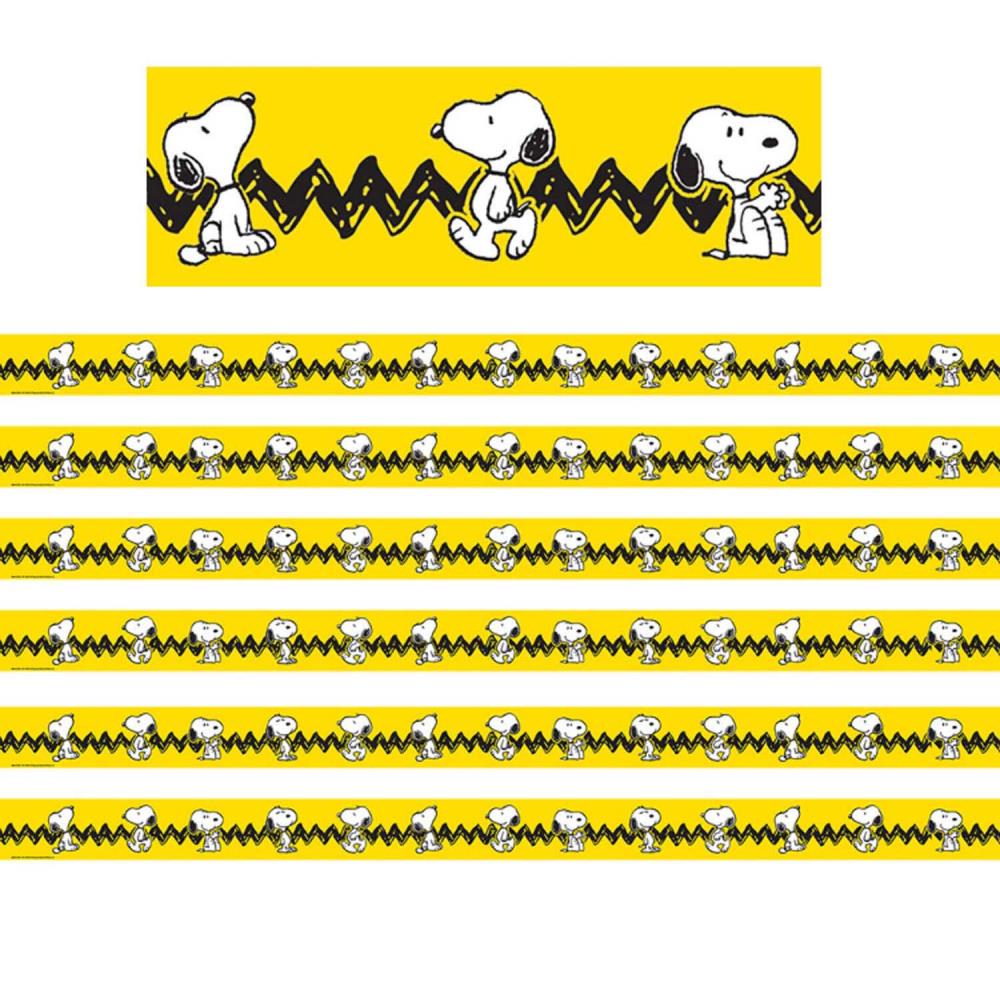 Eureka Peanuts Yellow with Snoopy Deco Trim, 37 -ft Per Pack, 6 