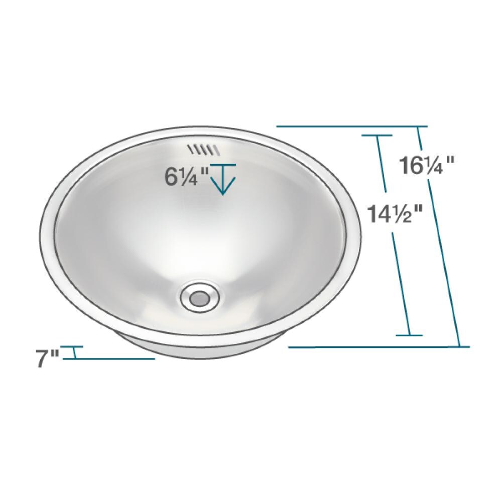 MR Direct Stainless Steel Stainless Steel Drop-In or Undermount Round Traditional Bathroom Sink with Overflow Drain Included (16.25-in x 16.25-in)