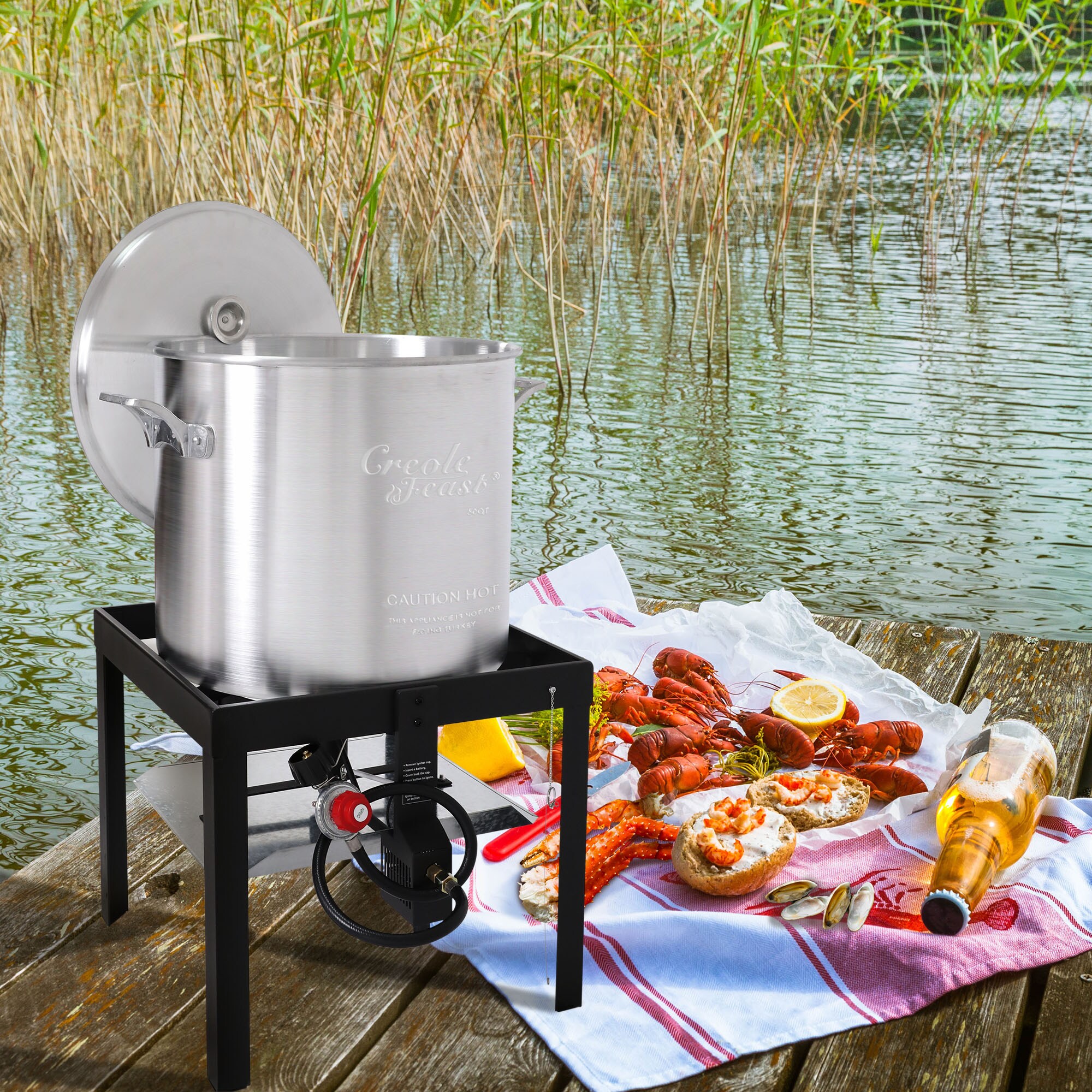 60/100 Qt Deluxe Deep Fryer Kit Steamer Stock Pot Propane Cooking Shrimp Pot New 
