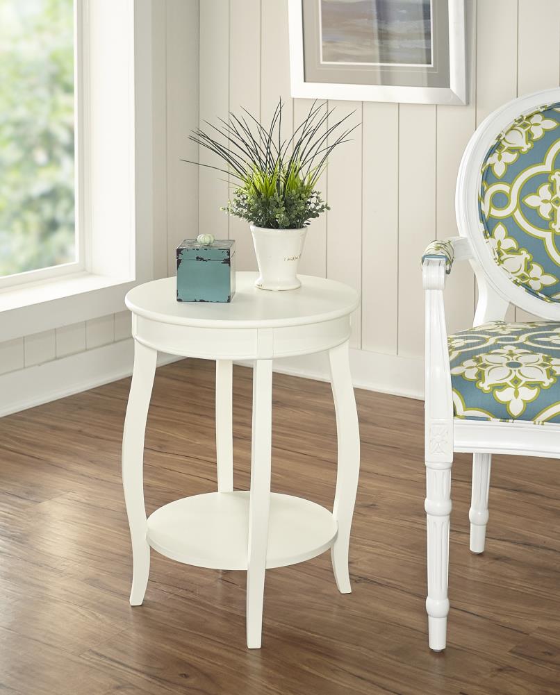 Powell White Wood Round End Table In The End Tables Department At Lowes.com