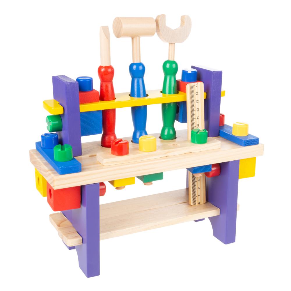 Kids Tool Work Bench Wooden DIY Table Work Creative Role Play Pretend Activity 