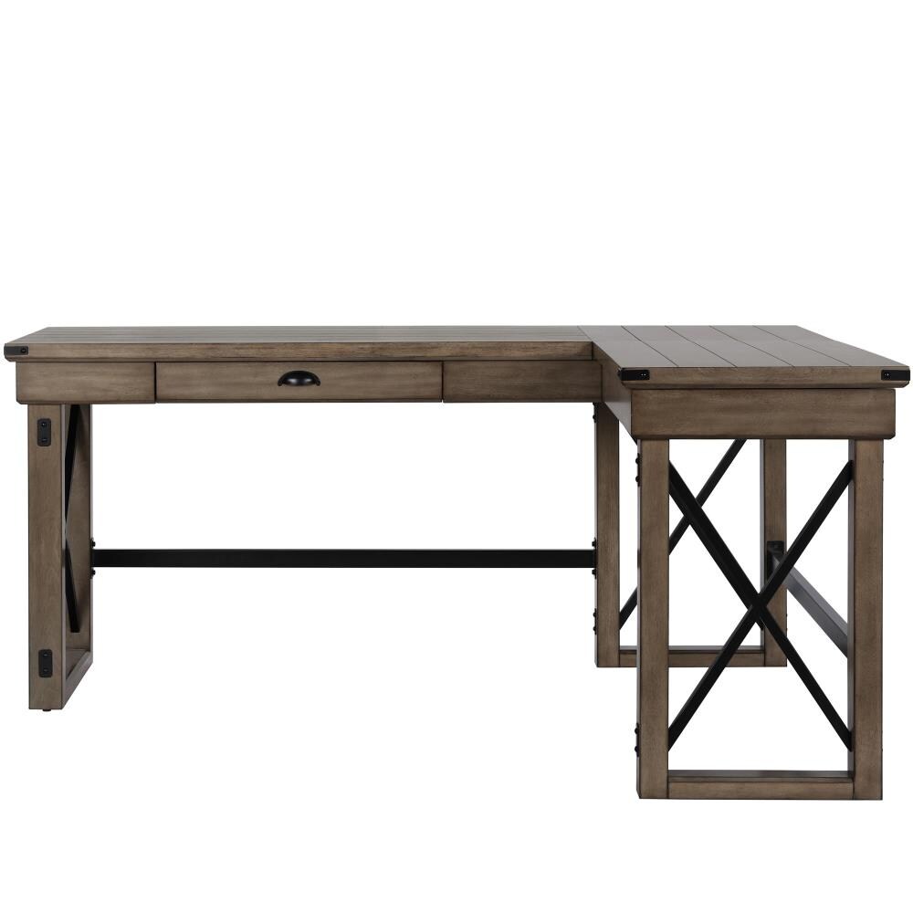 rustic gray l shaped desk