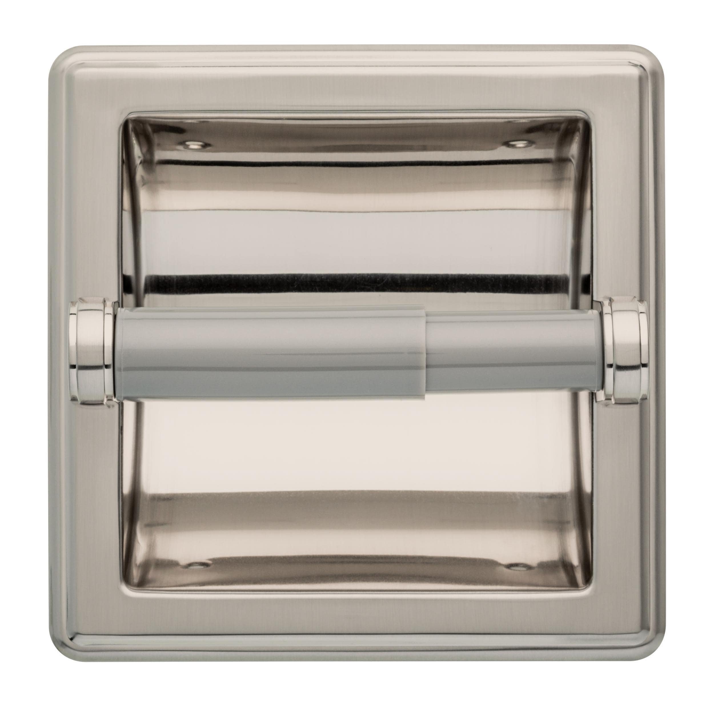 Recessed Toilet Paper Holder with Stainless Steel Construction Satin Nickel