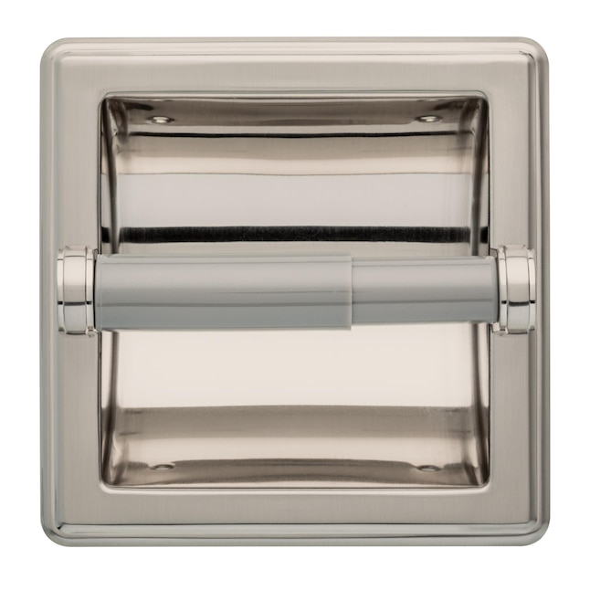 Franklin Brass Recessed Toilet Paper Holder with Beveled Edges in Brushed Nickel