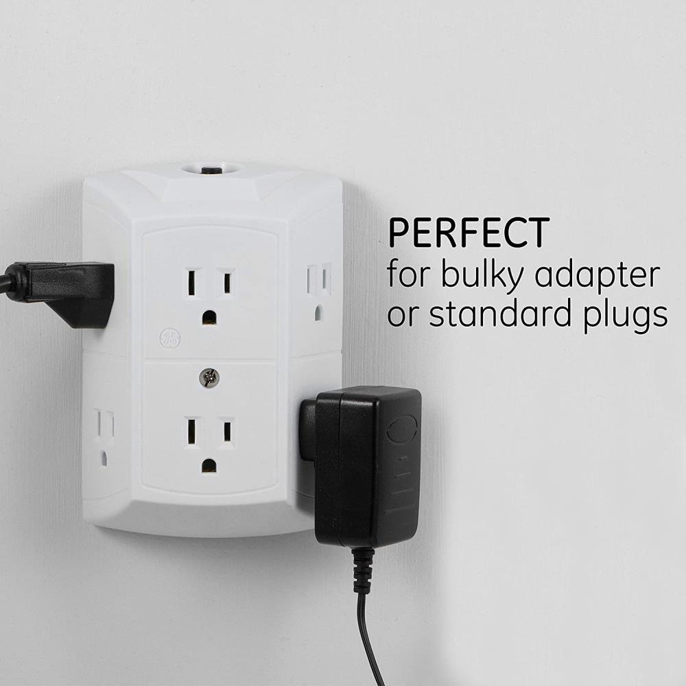2X Adapter Wall Tap 6 Outlet 3 Prong Grounded Childproof Converts 2 into 6 